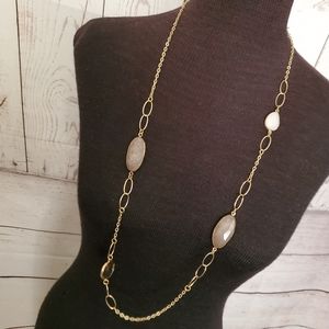 Ann Taylor Loft textured goldtone, taupe necklace